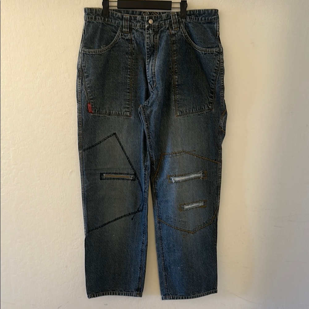 Johnny Blaze Relaxed Blue Jeans with Distressed Details